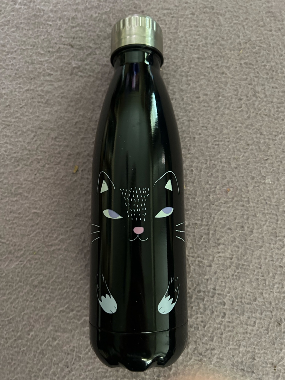 Black Cat-Themed Stainless Water Bottle